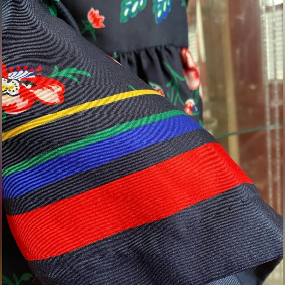 Janie and Jack Navy Floral Dress with Striped Border NWT Size 7 - Picture 4 of 9